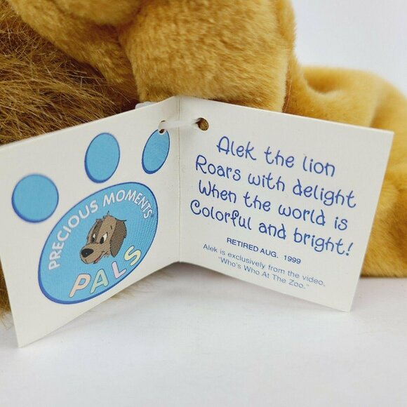 Vintage 90s Precious Moments Pals Alek the Lion 9 inch Plush Stuffed Animal Toy - Picture 6 of 8